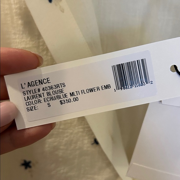 L'AGENCE Laurent Embroidered Blouse (NWT, S) - Picture 6 of 6